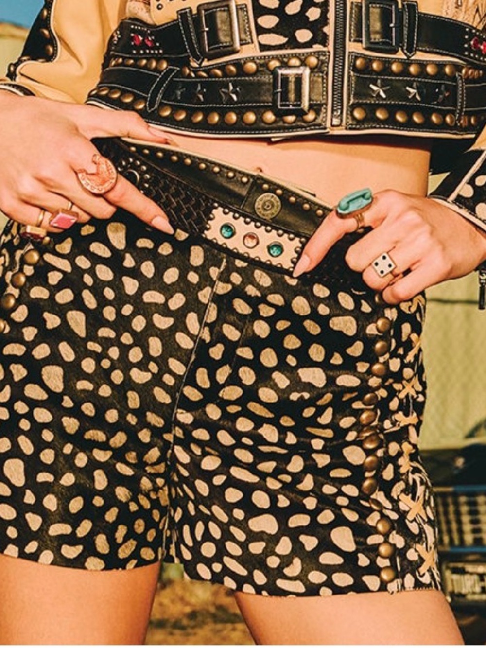 Double D Ranch Howdy Dotty Leather Shorts